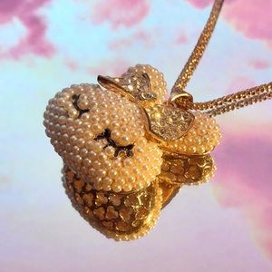 Betsey Johnson pearl bunny necklace